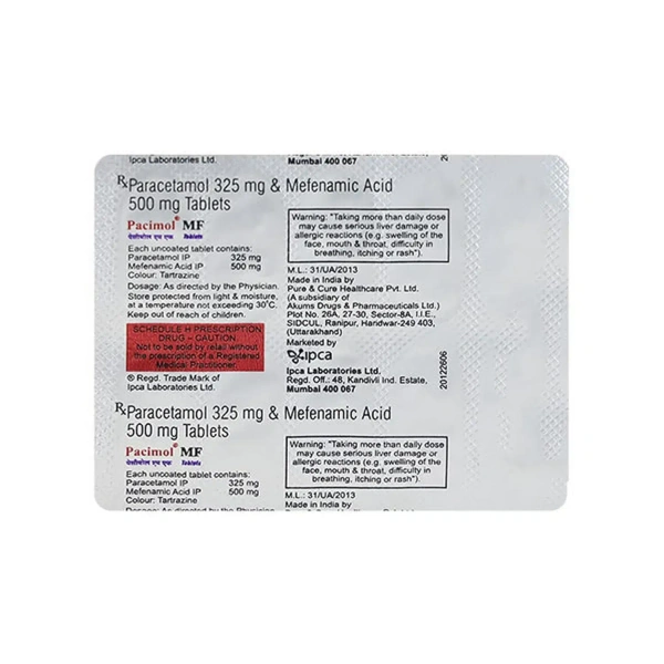 Ipca Laboratories PACIMOL MF - Strip of 10 Tablets - 10 Tablets