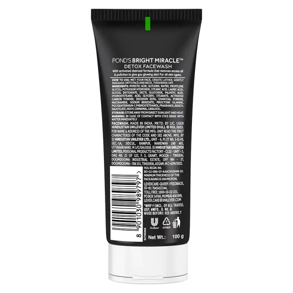 POND'S Bright Miracle Detox Facewash with 10X Power of Charcoal 50gm - 50gm
