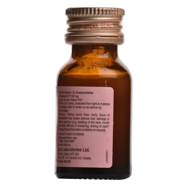 Ipca Laboratories Pacimol - Bottle of 15 ml Oral Drops Brand: Pacimol - 15 ml