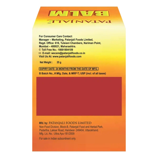Patanjali Ayurved Limited Patanjali Balm - 25gm