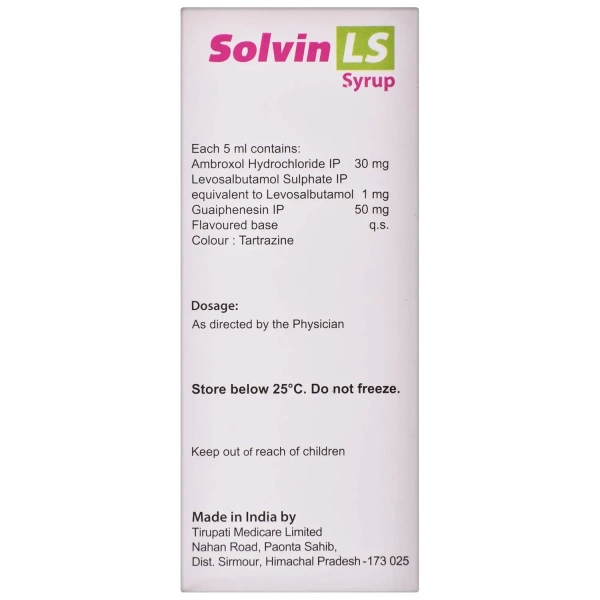 Ipca Laboratories Solvin LS - Bottle of 60 ml Syrup - 60 ml