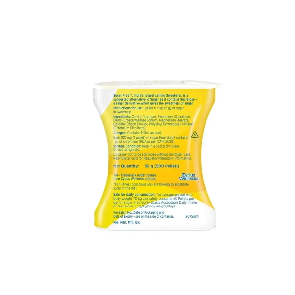 zydus wellness Sugar Free Gold, 500 Pellets - 500 Pellets
