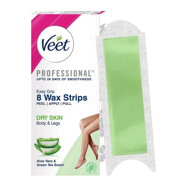 Reckitt Benckiser Veet Professional Waxing Strips Kit for Dry Skin, 8 Strips - 4*2 Strips