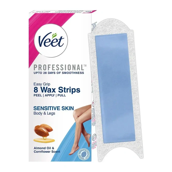 Reckitt Benckiser Veet Professional Waxing Strips Kit for Sensitive Skin, 8 Strips - 4*2 Strips