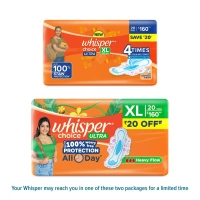 Procter and Gamble Whisper Choice Ultra XL Sanitary Pads for Women  (Pack of 20) - 20 Pads