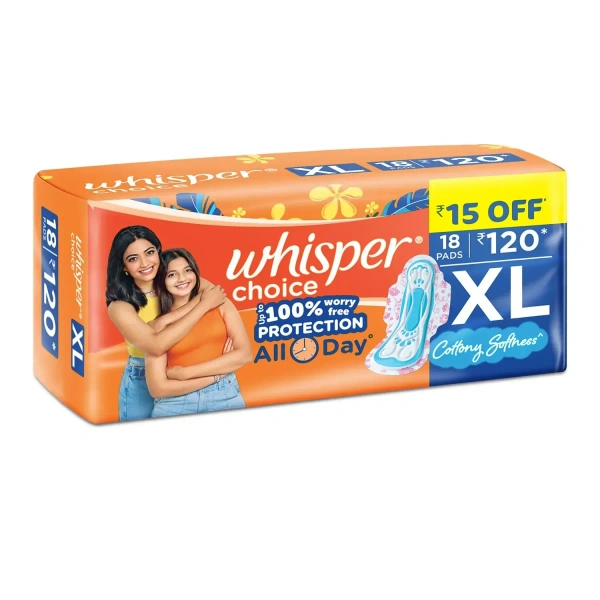 Procter and Gamble Whisper Choice XL Sanitary Pads For Women (Pack of 18) - 18 Pads