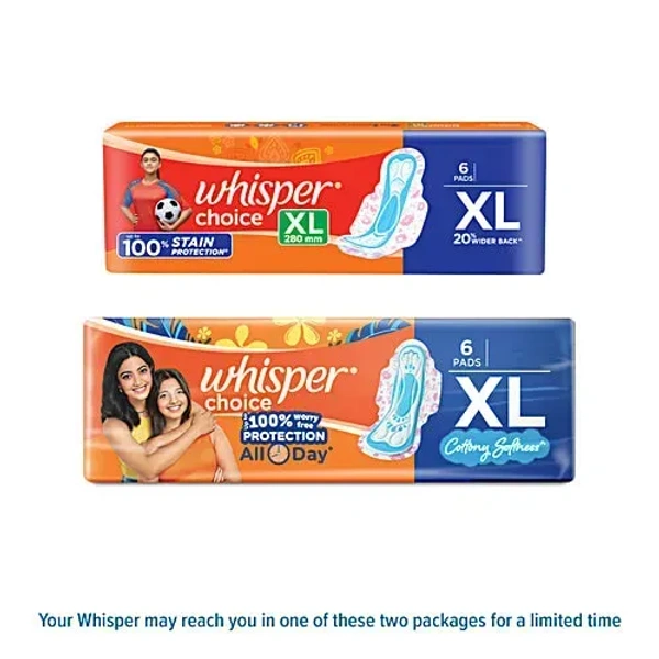 Procter and Gamble Whisper Choice XL Sanitary Pads For Women (Pack of 6) - 6 Pads