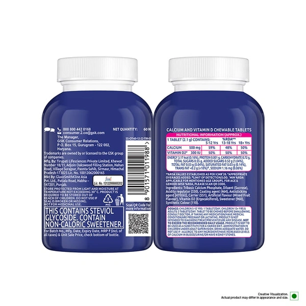 Gsk Centrum OstoCalcium Total Chewable - 60 Tablets