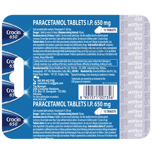Gsk Crocin 650 Tab - 15 Tablets