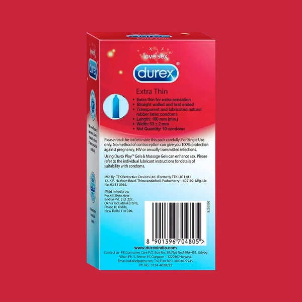 Reckitt Benckiser Durex Extra Thin Condom - 10N