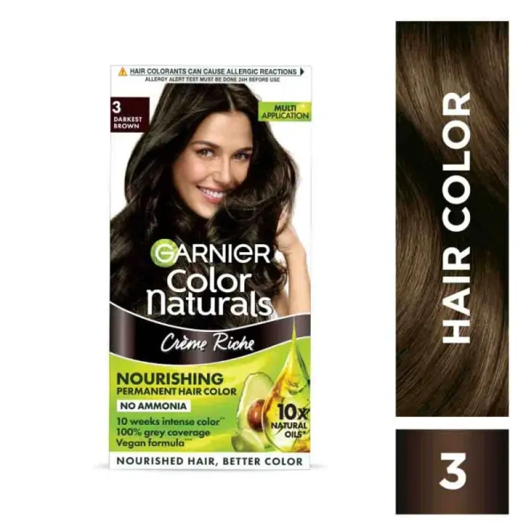 Garnier Color Naturals Shade 3 Darkest Brown - 35ml+30gm