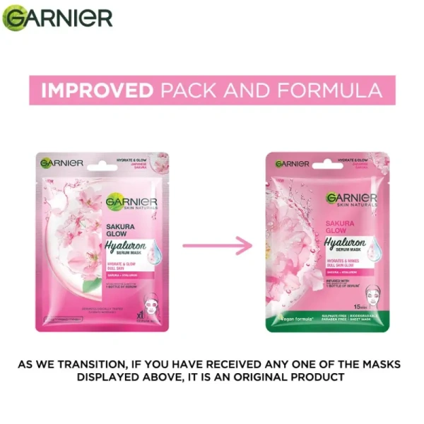 Garnier Sakura Glow Serum Sheet Mask - 28gm