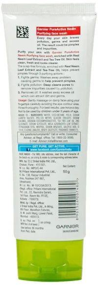 Garnier Skin Naturals Pure Active Neem Face Wash - 50gm