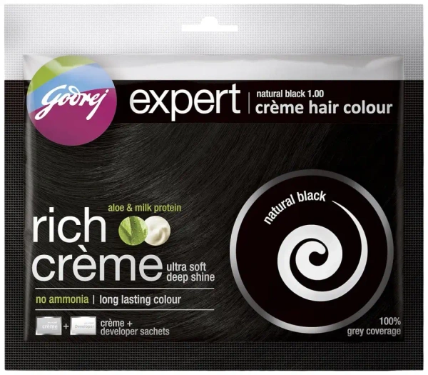 Godrej Consumer Products Ltd. Godrej Expert Rich Crème Hair Colour Shade 1.0 Natural Black - 11g+11ml