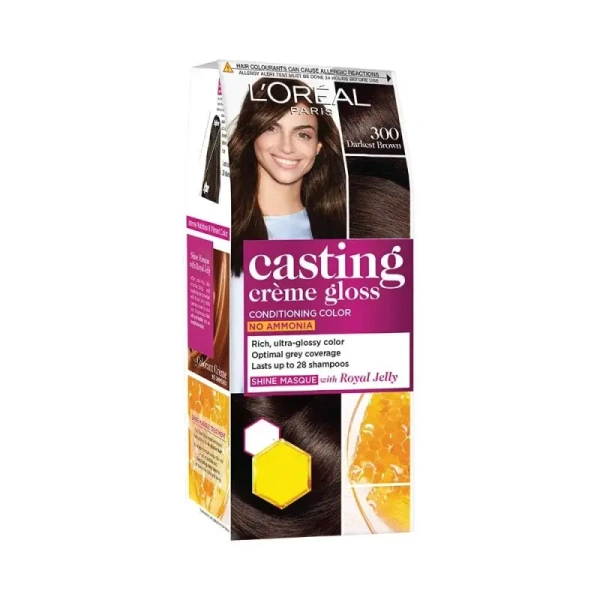 Garnier L'Oreal Paris Casting Creme Gloss Small Pack Temporary Hair Color, 300 Darkest Brown, - 21g+24ml