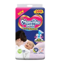 Unicharm.co.in Mamy Poko Pants Extra Absorb Baby Pants For New Born Baby (NB),0-5 kg 34Pcs - New Born
