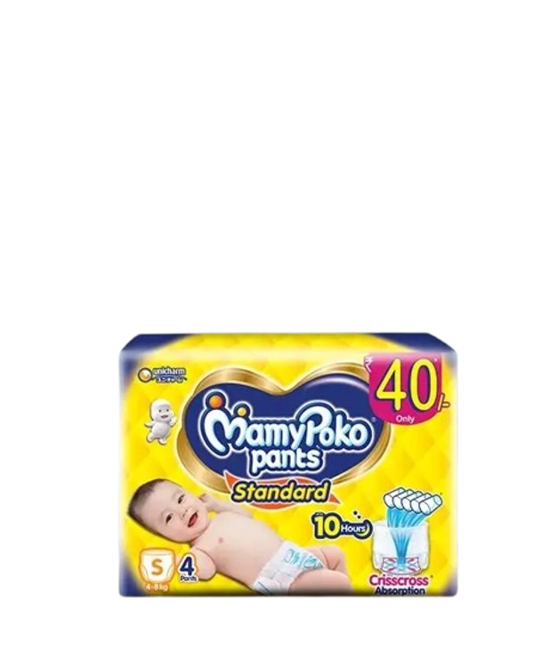 Unicharm.co.in MamyPoko Pants Standard Baby Pants, Small (S), 4-8 kg, 4Pcs - Small Size