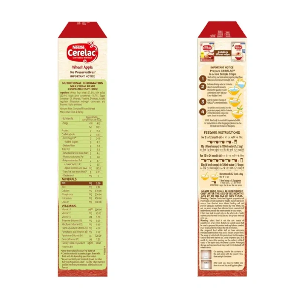 Nestle S.A. Nestle Cerelac Baby Food Cereal Wheat Apple Cherry for 6 to 24 Months Baby - 350gm