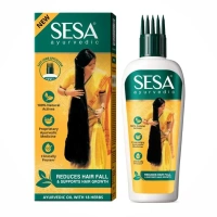 SESA Ayurvedic Hair Oil With Bhringraj & 17 Rare Herbs With Coconut Oil and 4 Nourishing For Hair Growth Help Control Hair Fall with Easy Applicator For Women and Men
