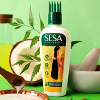 SESA Ayurvedic Hair Oil With Bhringraj & 17 Rare Herbs With Coconut Oil and 4 Nourishing For Hair Growth Help Control Hair Fall with Easy Applicator For Women and Men
