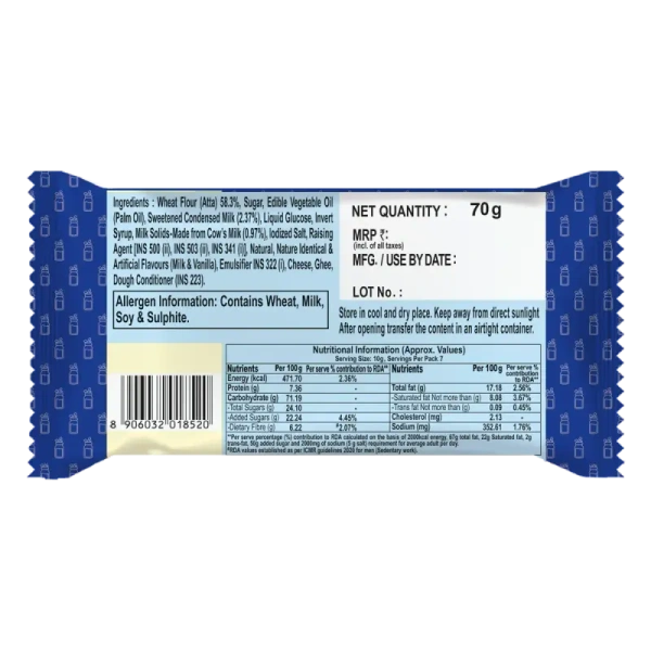 Patanjali Foods Limited Patanjali Doodh Biscuits - 70gm