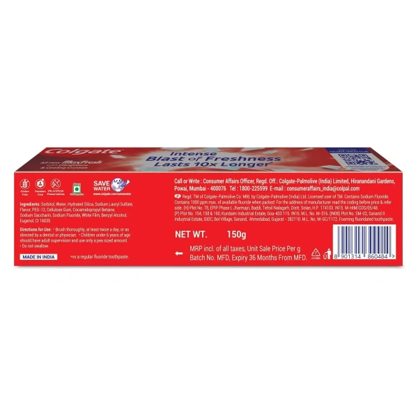 Colgate MaxFresh Toothpaste, Red Gel Paste with Menthol for Super Fresh Breath, 38gmg - 38gm