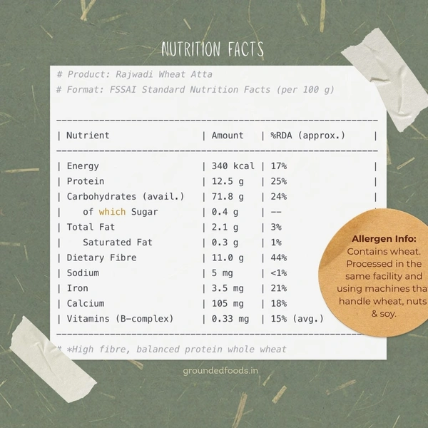 Rajwadi Wheat flour - 5 kg, Roti Coarse Ground