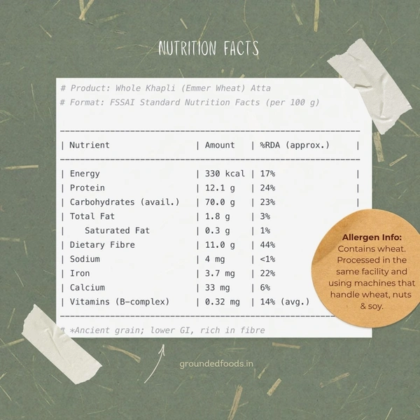 Jave / Khapli wheat atta - 1 kg