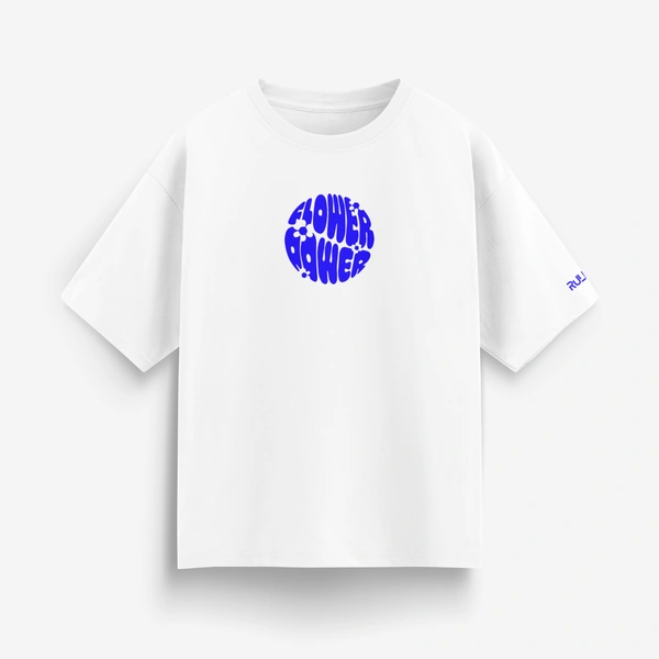 Flower Power Oversized T-Shirt – Cream | Graphic Unisex Tee | Streetwear Style
