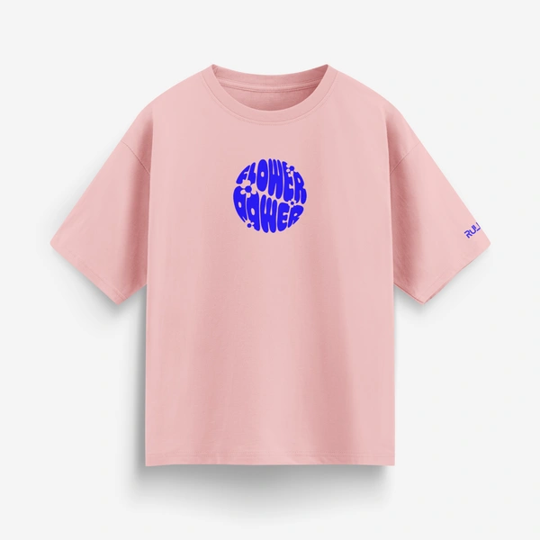 Flower Power Oversized T-Shirt – Cream | Graphic Unisex Tee | Streetwear Style