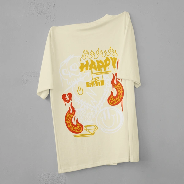 Happy-Sad Graffiti Oversized T-Shirt