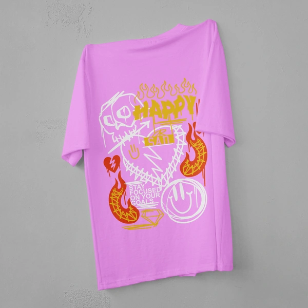 Happy-Sad Graffiti Oversized T-Shirt