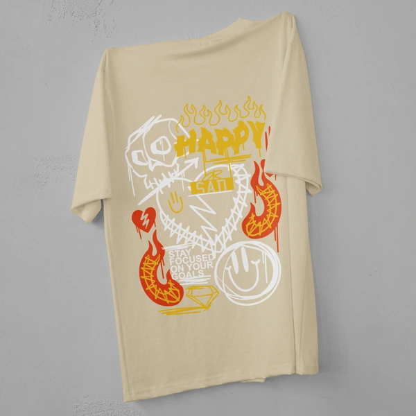 Happy-Sad Graffiti Oversized T-Shirt