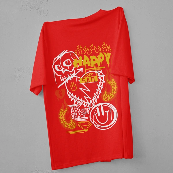 Happy-Sad Graffiti Oversized T-Shirt