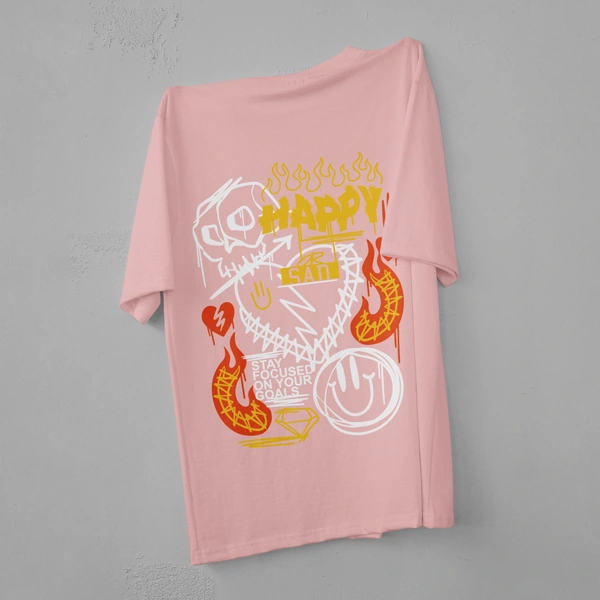 Happy-Sad Graffiti Oversized T-Shirt