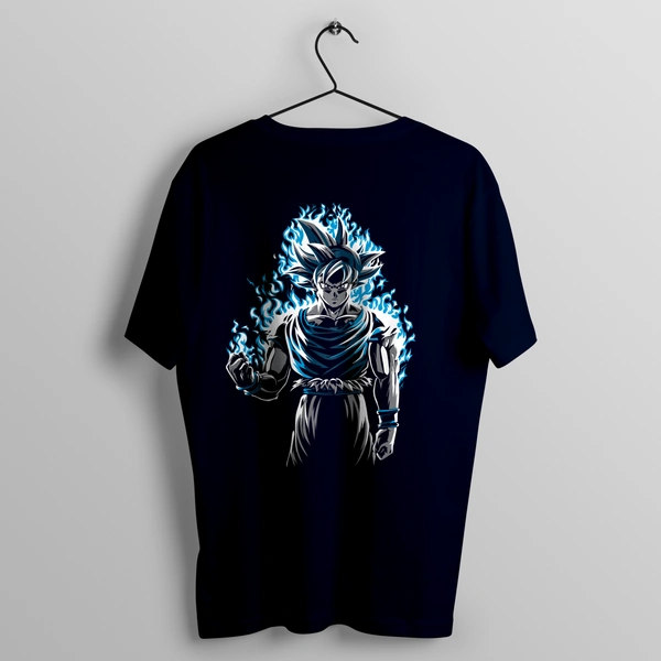 Dragon Ball Inspired Oversized Goku Tee – Ultra Instinct Flame Design