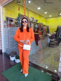 Woollen Cordsets  - Free Size, Web Orange