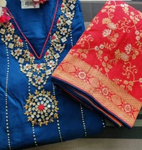Silk Suit  - Red, Free Size