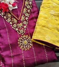 Silk Suit  - Yellow, Free Size