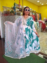Exclusive anarkali Mal cotton  - Mint Green, 38 40 42 44