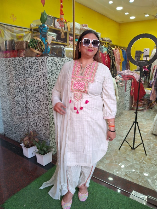 Khadi Cotton With Tulip Pant - Mint Green, 38 40 42 44