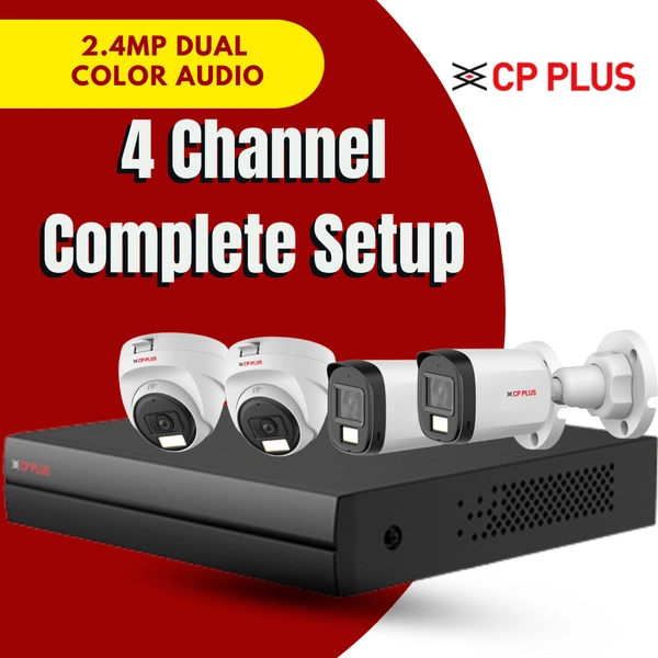 Cp Plus 2.4MP 4 channel dual color with audio Setup