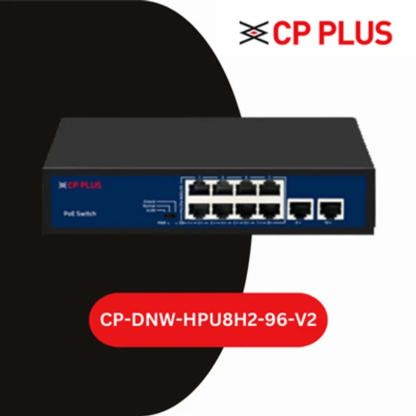 10 Ports Switch with 8 PoE Ports & 2 Uplink Ports (CP-DNW-HPU8H2-96-V2)