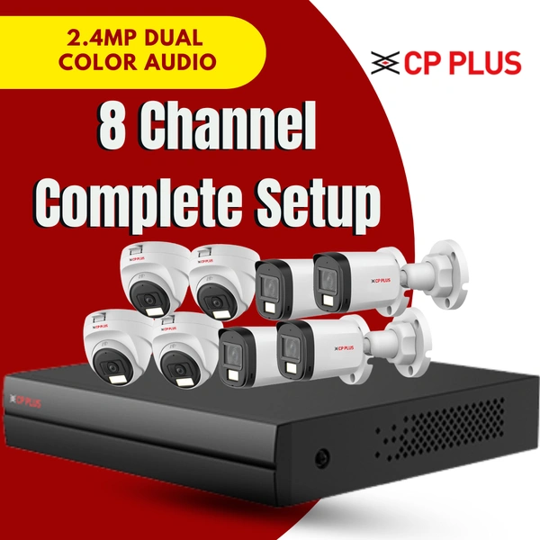 CP Plus Cp Plus 2.4MP 8 channel dual color with audio Setup - 1TB Hard Disk