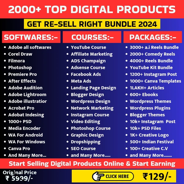213 Sold With 4.9 Ratting 2000+ Top digital Products Collection 