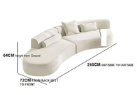 Best Modular Furniture Antique Wood Hub Modern Velvet Curved 3 Seater chesterfiled Sofa Pillows Included (Sectional, Off White)