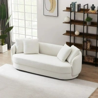 Best Modular Furniture Antique Wood Hub Modern Velvet Curved 3 Seater chesterfiled Sofa Throw Pillows Included