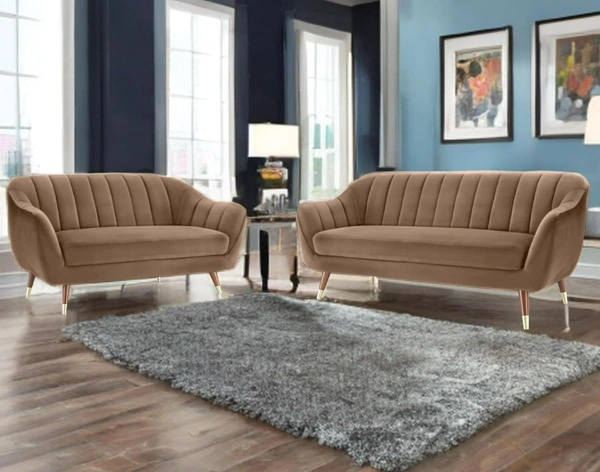 Best Modular Furniture Marino 3+2 Seater Camel Suede vlevet Fabric Sofa Set with Four Cushions Perfect for Home Office Guests Living Room (Camel 3, 3+2 Seater)(3 Year Warranty)