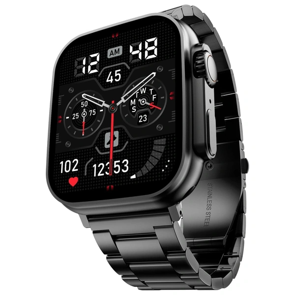 Fire-Boltt Gladiator 1.96" Biggest Display Luxury Stainless Steel Smart Watch with Bluetooth Calling, Voice Assistant &123 Sports Modes, 8 Unique UI Interactions, 24/7 Heart Rate Tracking