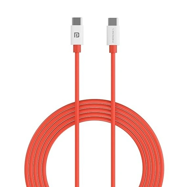 Portronics Konnect Dash Max 65W Type C to Type C Fast Charging PD Cable with 480Mbps Data Sync,1M Length Compatible with iPhone 15 series, Type C Smartphones, iPad, MacBook & Other Type C devices - Red, Type C